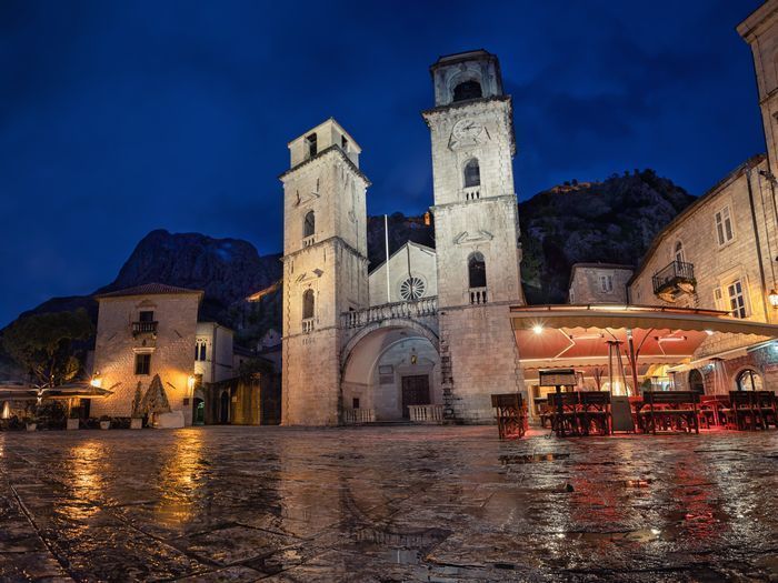 Photo of the evening view of the Cathedral of saint Tryphon Photo of the evening view of the Cathedral of saint Tryphon